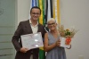 Luci da Castro Moreira, professora aposentada, homenageada pelo vereador Júlio Ataíde (PL)